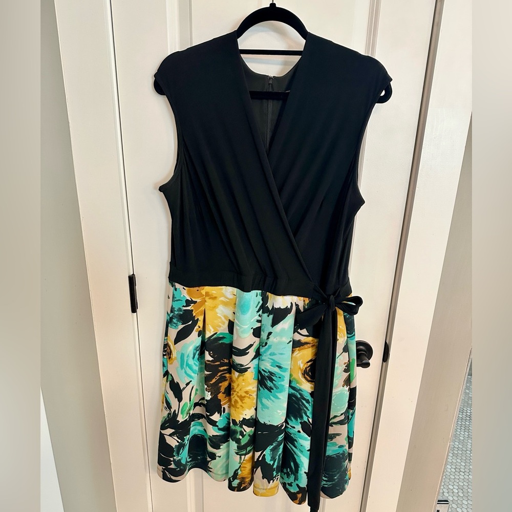 TAYLOR Sleeveless Faux Wrap Dress 14W